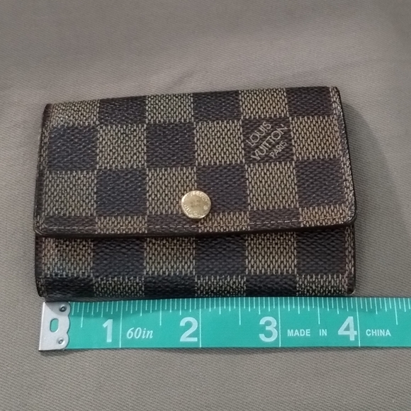 LOUIS VUITTON BROWN CHECKERED LEATHER KEY/CARD HOLDER SMALL WALLET ~ AUTHENTIC - Picture 13 of 13